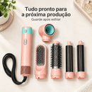Escova Secadora 5 em 1 Multifuncional, Modeladora Alisa Seca e Dá Volume, Escova de Ar Quente Destacável, Modelador de Cachos com Íons Negativos, Presente Ideal para Mulheres, Garantia de 1 Ano