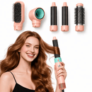 Escova Secadora 5 em 1 Multifuncional, Modeladora Alisa Seca e Dá Volume, Escova de Ar Quente Destacável, Modelador de Cachos com Íons Negativos, Presente Ideal para Mulheres, Garantia de 1 Ano