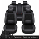 Kit Completo de Capas para Banco de Carro Nureon Universal 5 Lugares Com Airbag + Tapetes e Capa de Volante
