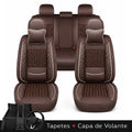 Kit Completo de Capas para Banco de Carro Nureon Universal 5 Lugares Com Airbag + Tapetes e Capa de Volante