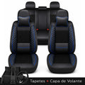 Kit Completo de Capas para Banco de Carro Nureon Universal 5 Lugares Com Airbag + Tapetes e Capa de Volante