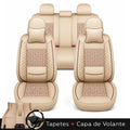 Kit Completo de Capas para Banco de Carro Nureon Universal 5 Lugares Com Airbag + Tapetes e Capa de Volante