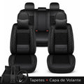 Kit Completo de Capas para Banco de Carro Nureon Universal 5 Lugares Com Airbag + Tapetes e Capa de Volante